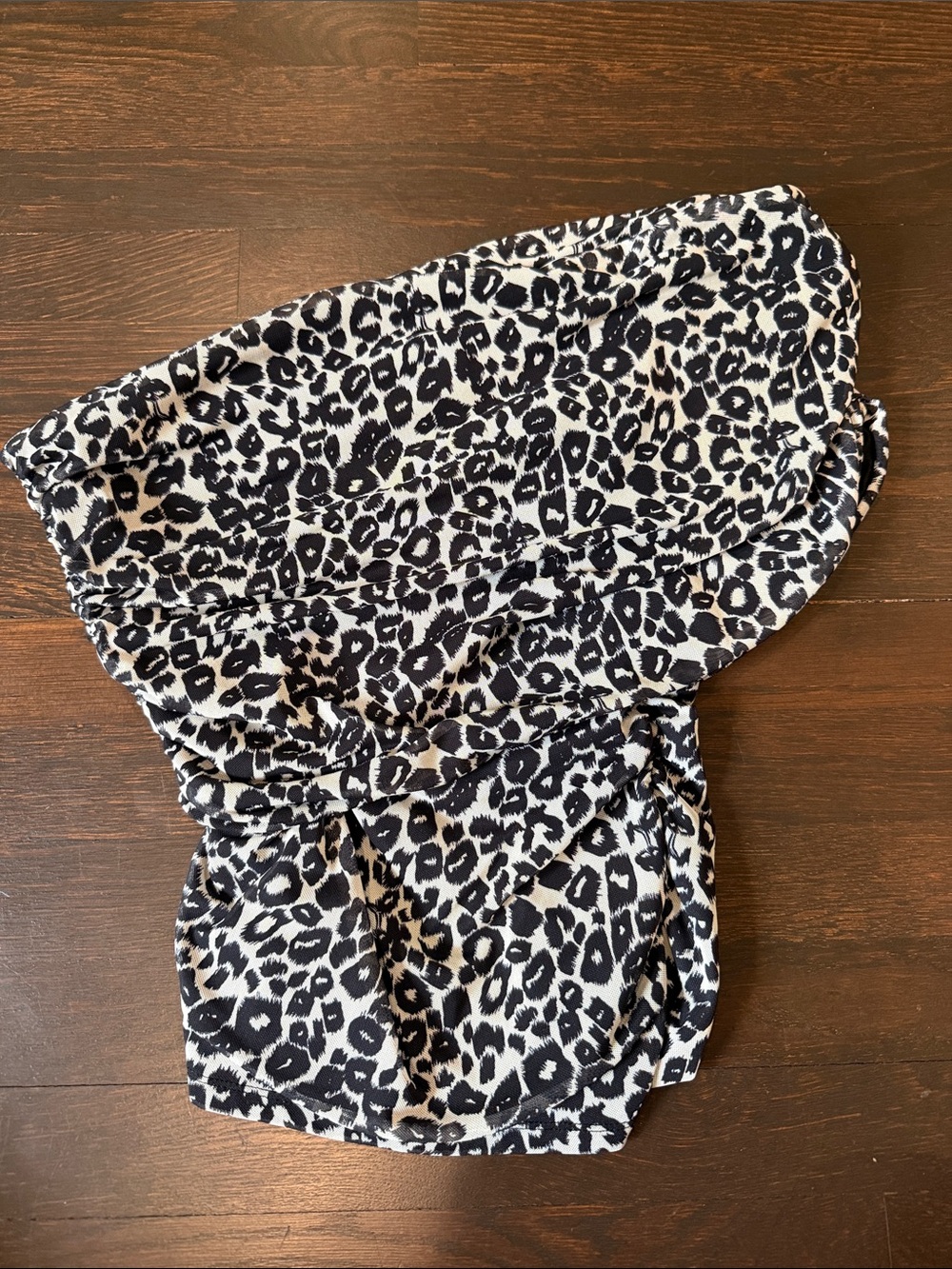 Maeve Black and White Leopard Strapless Top